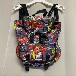 Marvel Avengers Comic Backpack Knapsack Drawstring Spiderman Hulk Iron Man NWOT